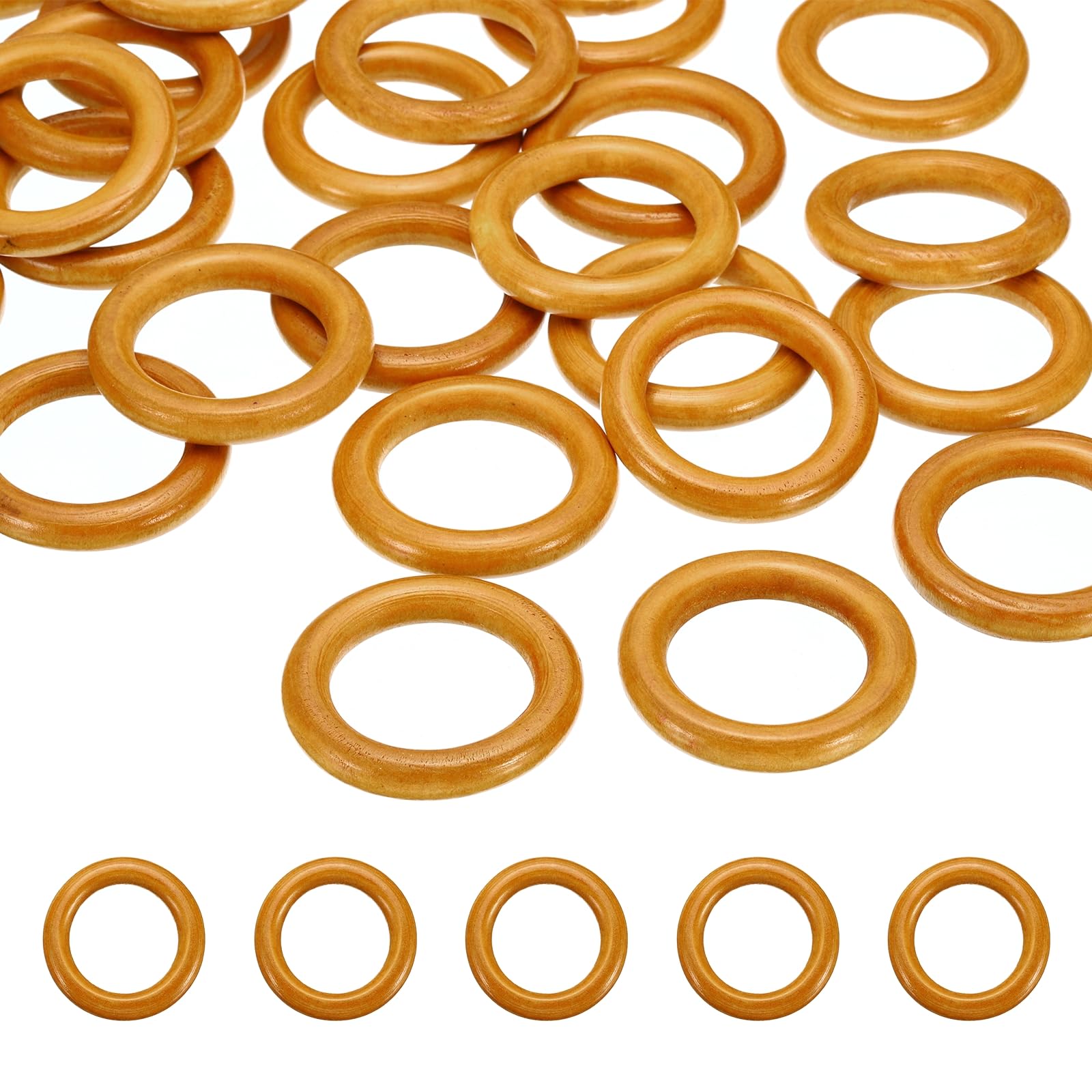PATIKIL 30 Pack Wooden Rings, Light Brown, 50mm, Jewelry Findings for Crafts, DIY Projects, Macrame