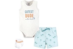 Hudson Baby Unisex Baby Bodysuit, Short and Sock, 3-Piece Set