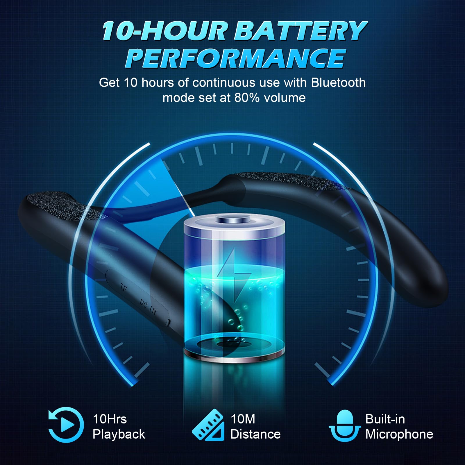 Smalody Wireless Nackenlautsprecher,Bluetooth Lautsprecher Tragbarer,Verfügt über eine Freisprechfunktion für Anrufe,Geeignet für Zuhause, Outdoor, Sport und Reisen 5
