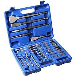 BHTOP 17 Pcs SDS Plus Rotary Hammer Drill Bits and