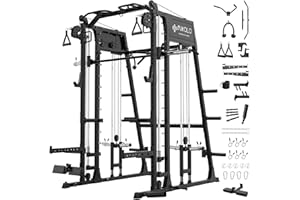 Mikolo M4 2.0 Smith Machine, All-in-One Home Gym Power Cage with LAT Pulldown & Cable Crossover, Squat Rack for Full Body Workouts