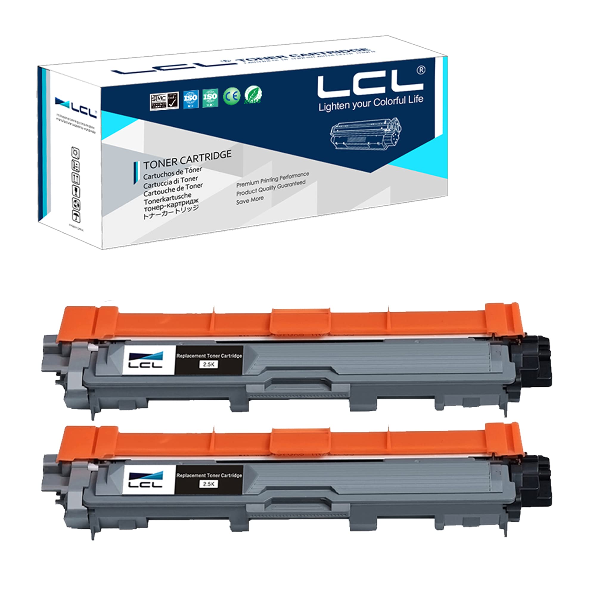 LCL TN-241 Black Toner Cartridge Replacement for Brother TN241 TN241BK TN245 for DCP-9015CDW DCP-9017CDW DCP-9020CDW DCP-9022CDW HL-3140CW HL-3142CW HL-3150CDN HL-3150CDW HL-3152CDW (2 Pack)