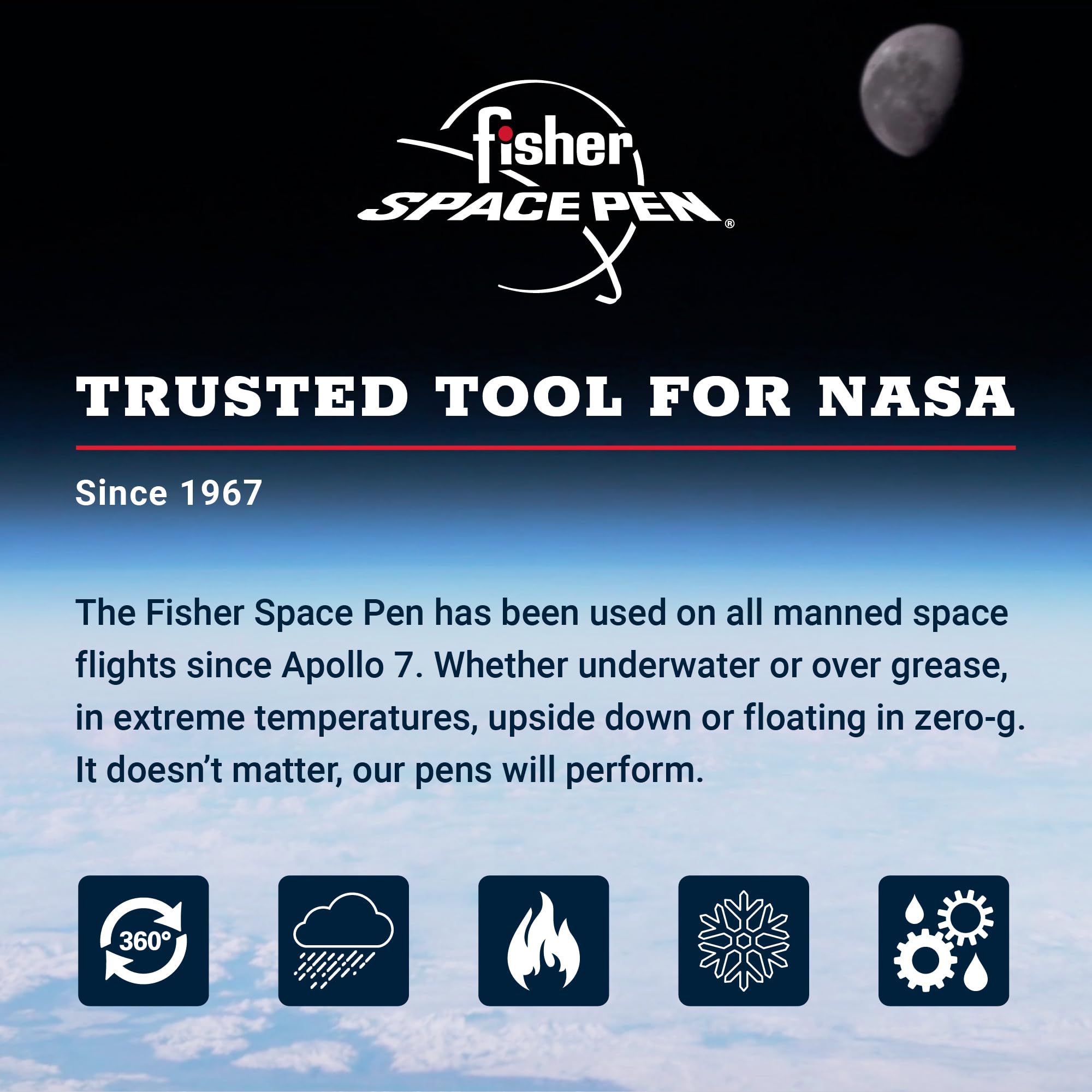 Fisher Space Pen Capomatic M4G Kugelschreiber (Schreibt im Weltall, unter Wasser und bei extremen Temperaturen) Messing lackiert 5