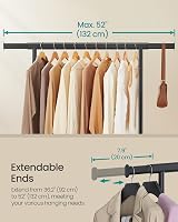 SONGMICS Clothes Rack with Wheels Extendable 100 kg Load Capacity Black view 4
