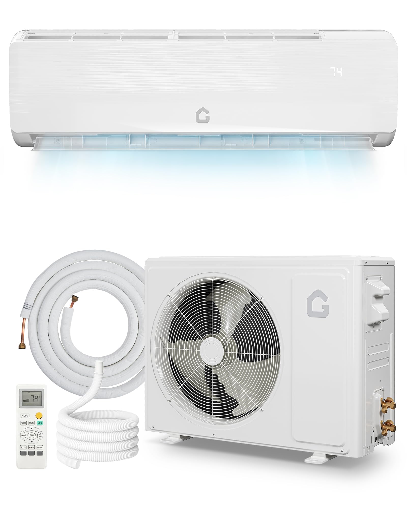 Photo 1 of 9000 BTU Mini Split Air Conditioner,19 SEER2 Ductless Inverter AC w/ 115V, Cool Up to 450 Sq. Ft with Heat Pump System,White
