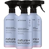 ATTITUDE Bathroom Cleaner Spray, Natural Origin Ingredients, EWG Verified, Eliminates Soap Scum, Limescale, Streak Free, Lemon & Rosewood, 26 Fl Oz (Pack of 3)