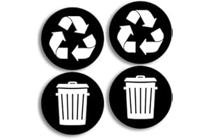 VINYL FRIEND Recycle and Trash Logo Stickers (4 Pack) - for Metal or Plastic Garbage cans, and Bins - Indoor & Outdoor - Laminated and UV Protected Premium Decal 2567 (Black, Small)