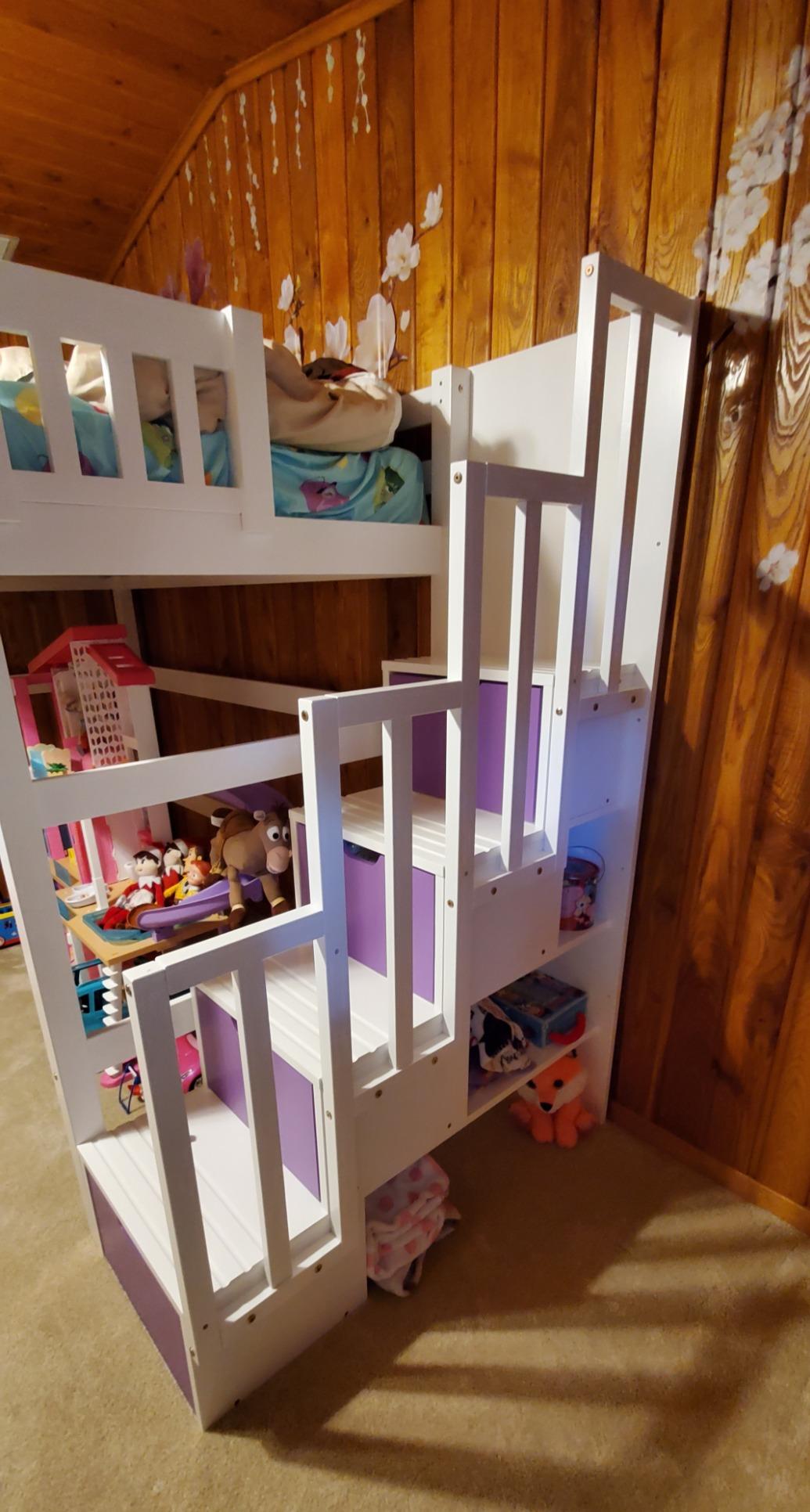 41/mo Finance SCANICA Staircase Twin Loft Bed with Storage White