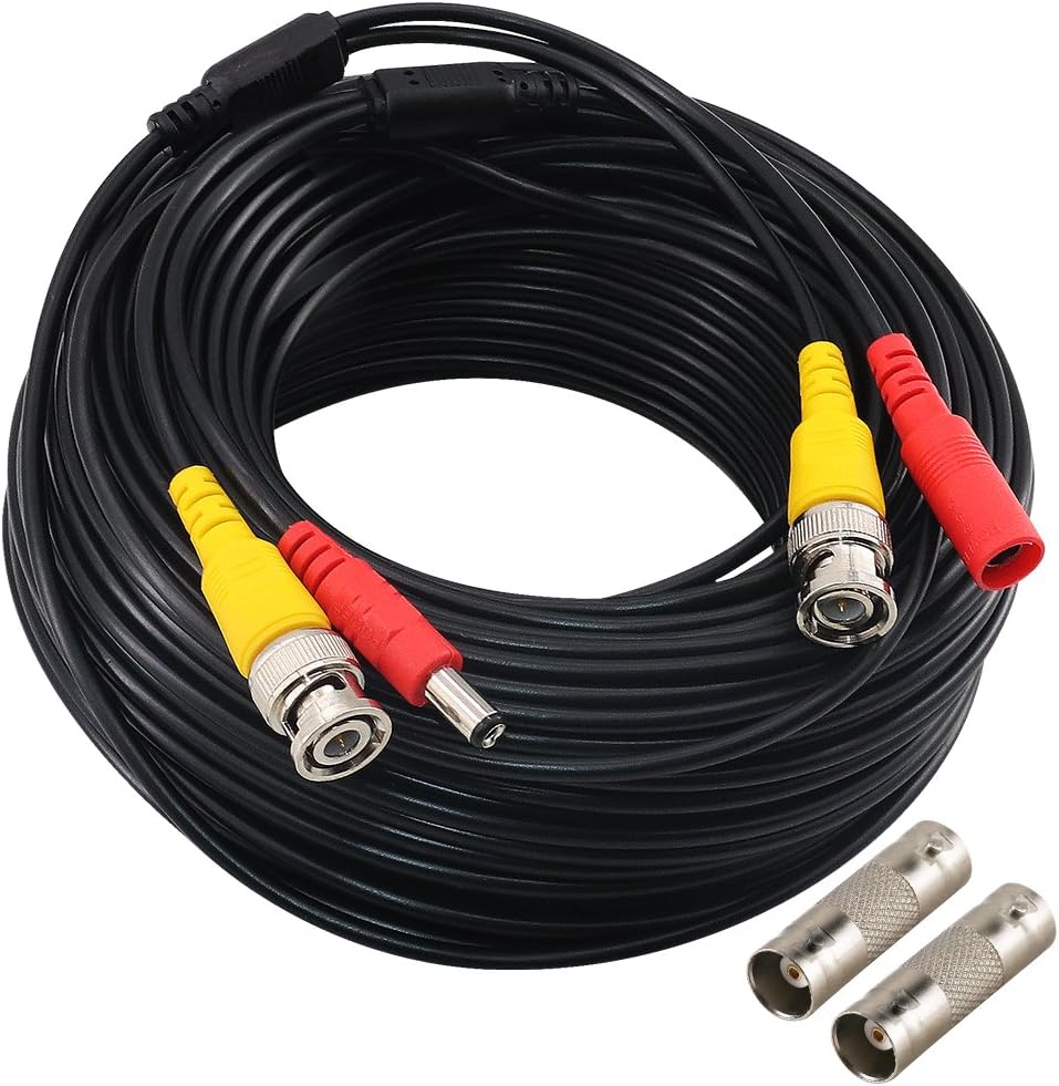 Yeung Qee 40m BNC video power cable security camera Cable with 2 Female Connetors for All HD CCTV DVR Surveillance System