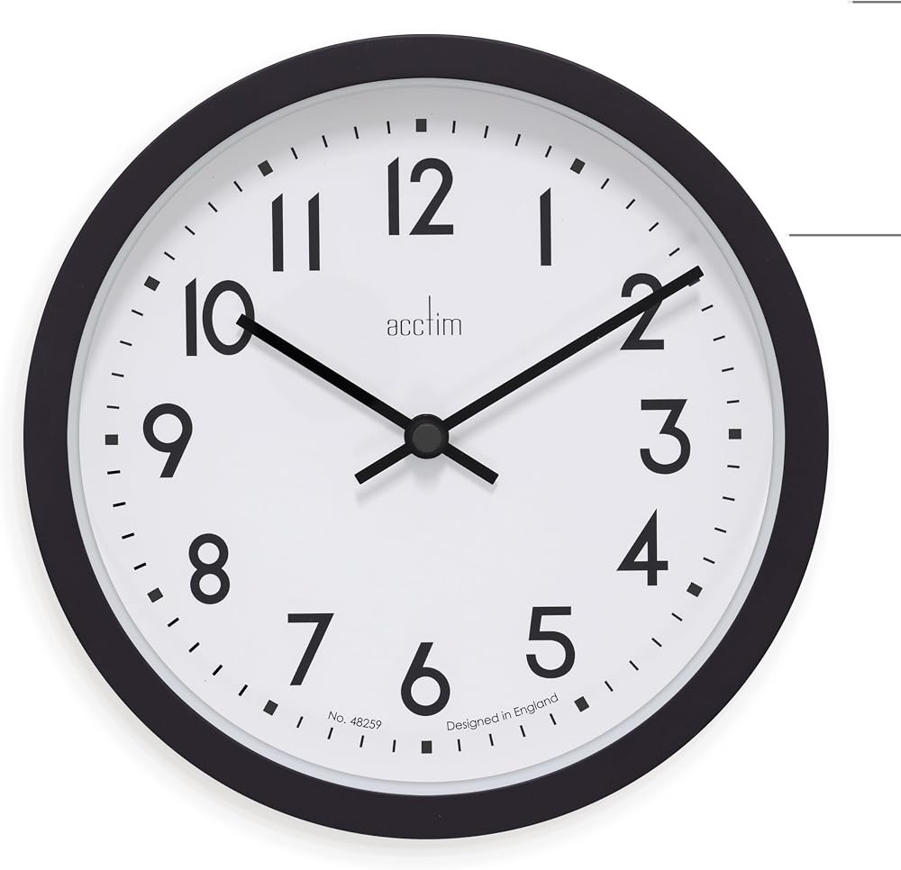 Acctim Elstow 22843 Wall Clock in Soot Black 20cm Quartz