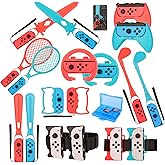 WEILE Switch Sports Accessories Bundle - 23 in 1 Family Accessories Pack Kit for Nintendo Switch /Switch OLED Sports Games with Golf Clubs, Tennis Rackets, Swords, Bowling Grips, Baseball Bats, Wrist Bands, Leg Straps and more