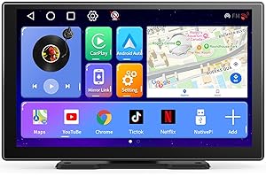 [Android& 2+32G] 9 inch Wireless Apple Carplay and Android Auto, 4 Core IPS Touch Screen Mirror Link, with 1080P Rear Camera 