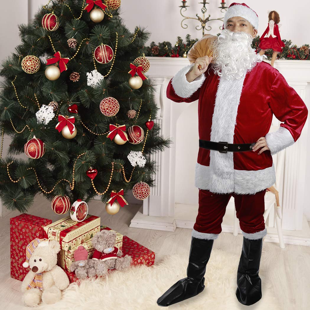 SHEJIZE Kids Santa Costume Set - Hat, Jacket, Pants, Beard, Belt For Boys & Girls Christmas Dress-Up - View #6