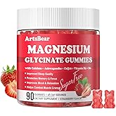 Magnesium Glycinate Gummies 1000mg with Calcium, Vitamin D3, B6 & CoQ10 - Strawberry, 90 Count - Calm Supplement for Sleep, Muscle Cramps & Stress Relief | Ashwagandha | Sugar-Free & Vegan