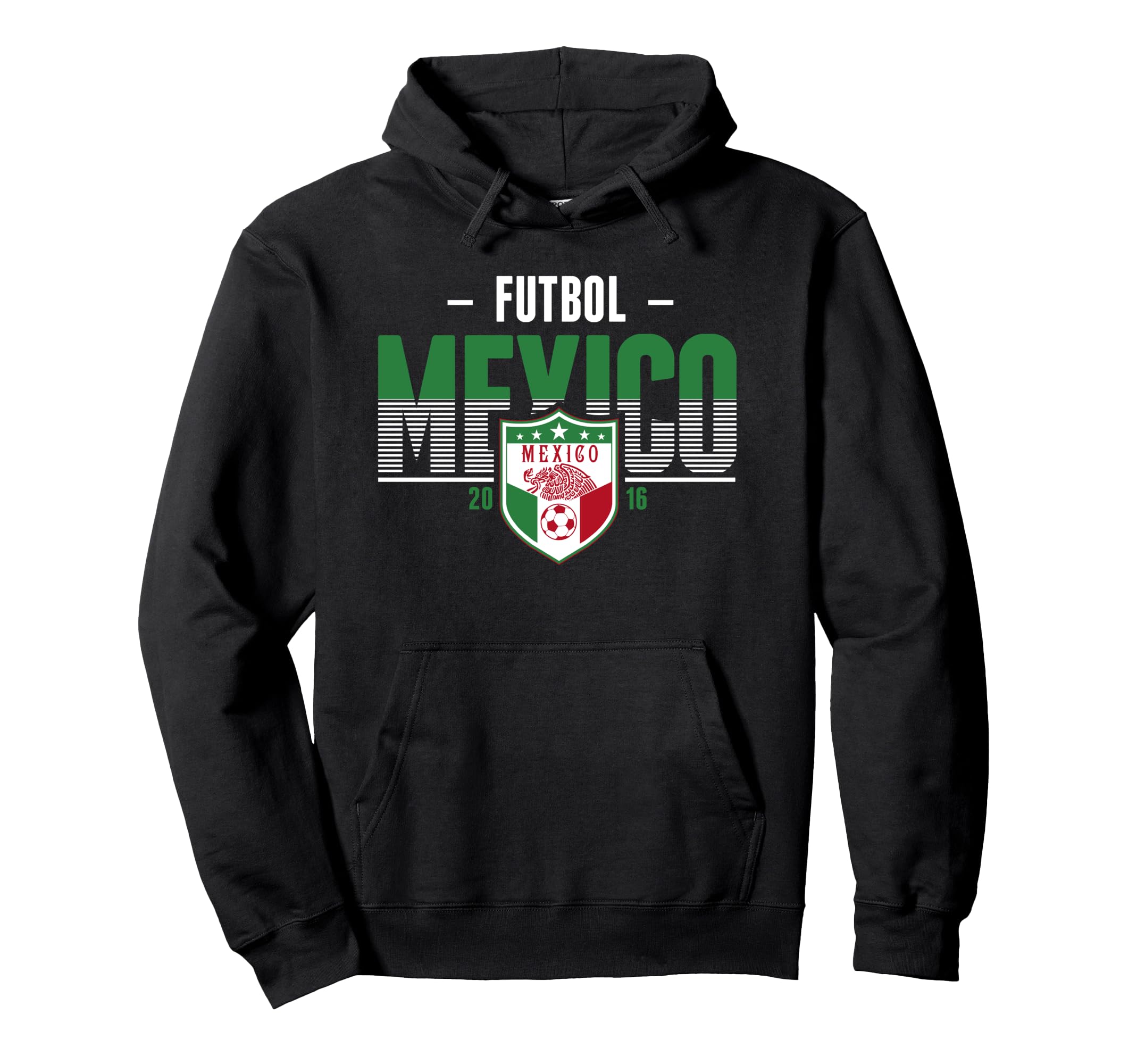 Mexico Striped Text 2016 Football Pullover Hoodie