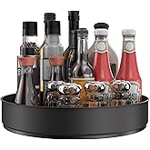 VAEHOLD Lazy Susan Stainless Steel Black Spice Rack Turntable for Pantry Cabinet - Decorative Trays Storage Containers Organizer for Kitchen Cabinet, Snacks, Bathroom (10 inches)