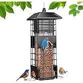Squirrel Proof Bird Feeder - Metal Outdoor Design with 4 Feeding Ports, Wild Bird Feeders for Outside, 2.5lb Large Capacity, Ideal Gift for Bird Lovers