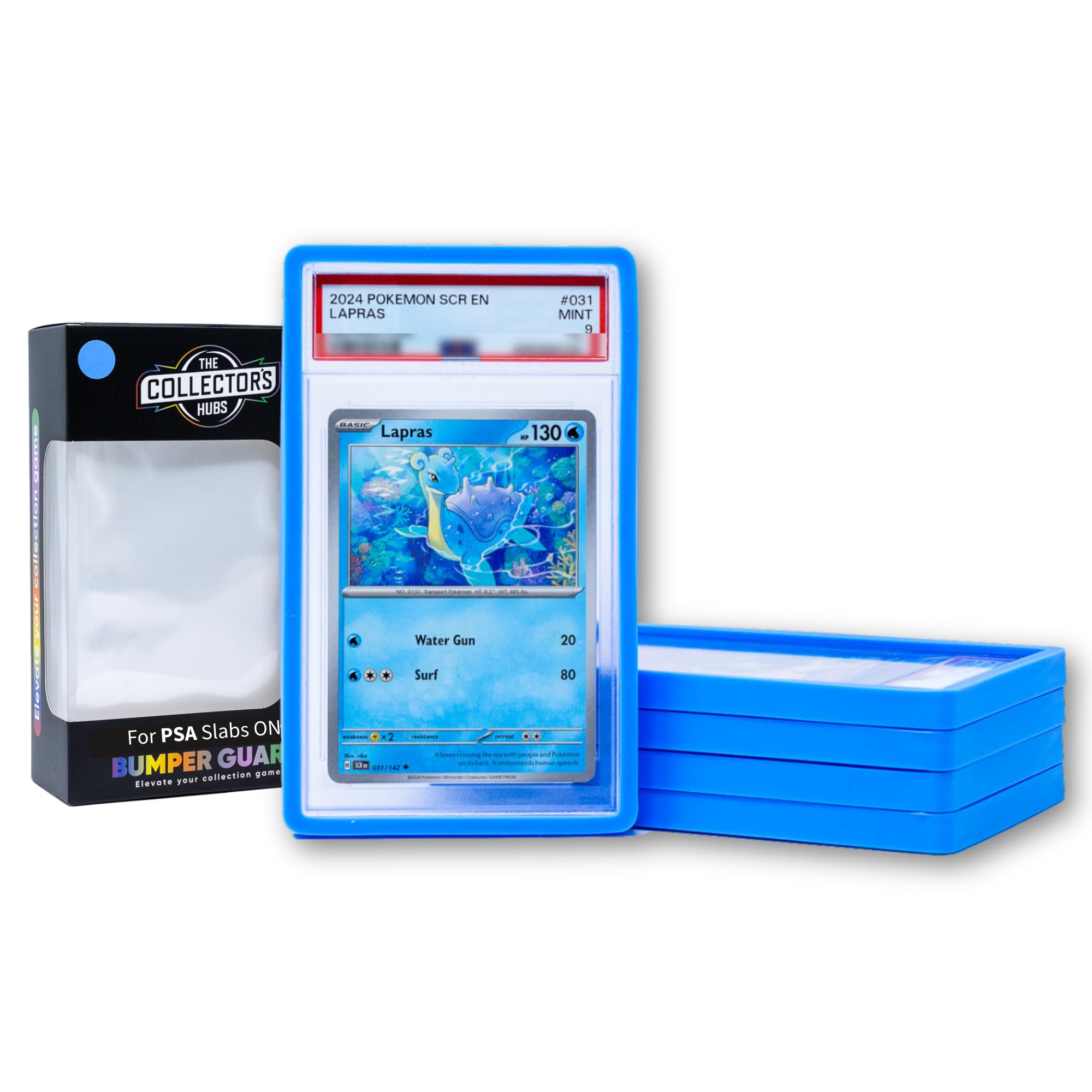 Photo 1 of 5 x Bumper Guards for PSA Slabs ONLY – Blue | PSA Card Guard with Perfect Fit and Shock Absorption | PSA Slab Bumper | PSA Slab Protectors Blue - Pack of 5