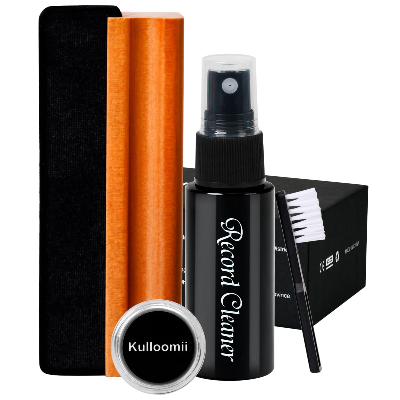 Vinyl Record Cleaning Kit 4-in-1, Ultra-Soft Velvet Record Brush, Anti-Static Record Cleaner Solution, Anti-Static Stylus Gel, Duster Brush, Professional Record Cleaner for Vinyl LP Album