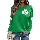 BOMYTAO St. Patrick's Day Sweatshirt for Women Irish Shamrock Print Long Sleeve Shirts Casual Pullover Tops