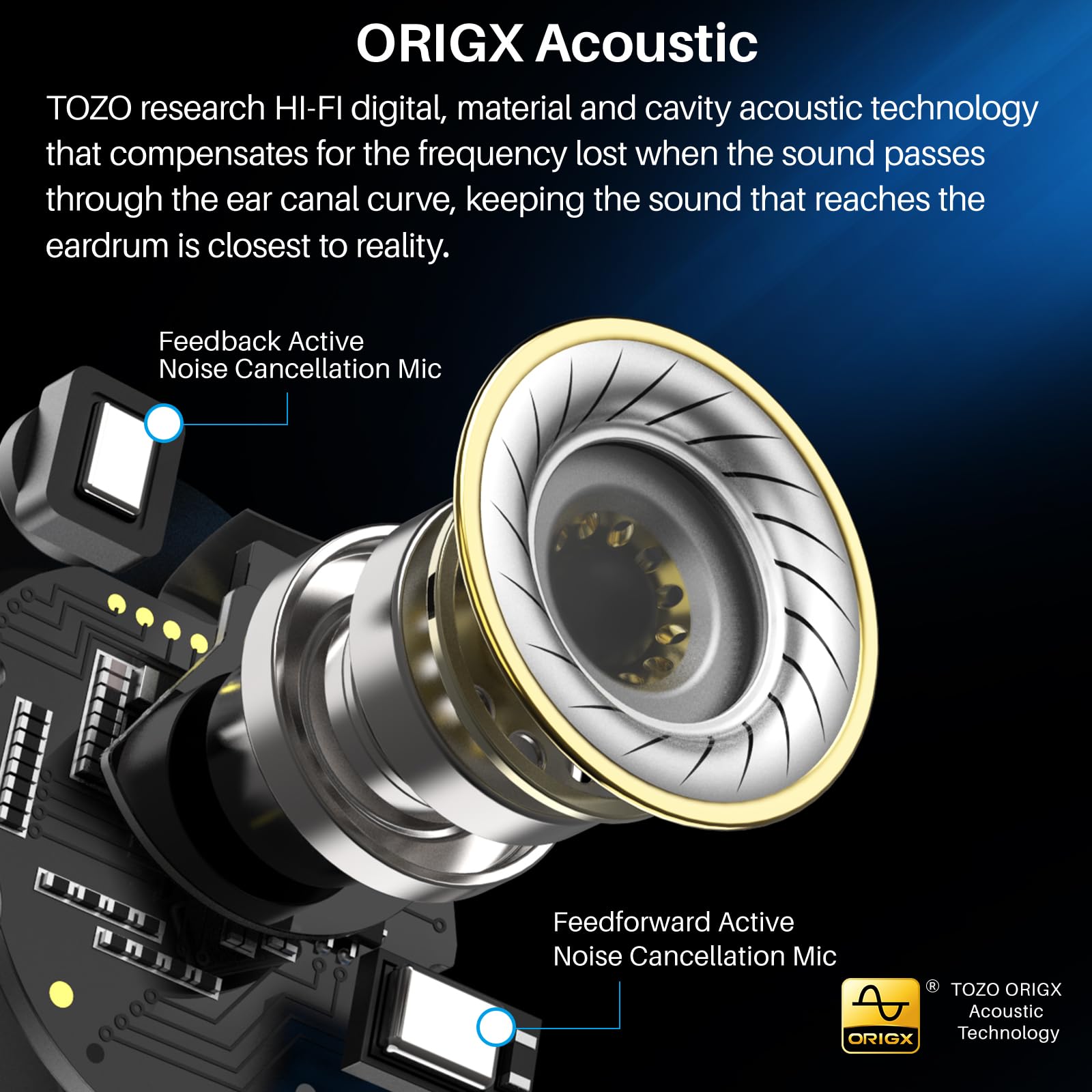 TOZO NC9 Hybrid Active Noise Cancelling Wireless Earbuds, in Ear Headphones IPX6 Waterproof Bluetooth 5.3 Stereo Earphones, Immersive Sound Premium Deep Bass Headset Matte Black. - Image 3