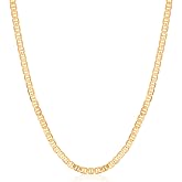 Barzel 18K Gold Plated Mariner Chain Necklace for Women, Flat Marina - Made in Brazil