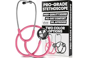 Vive Precision Dualhead Stethoscope - Dual Head Diaphragm Bell for Nurses, ER, Cardiology, Veterinary, Fetal Pediatrics Blood Pressure Kit - Double Barrel Chestpiece Device For Doctors, Students