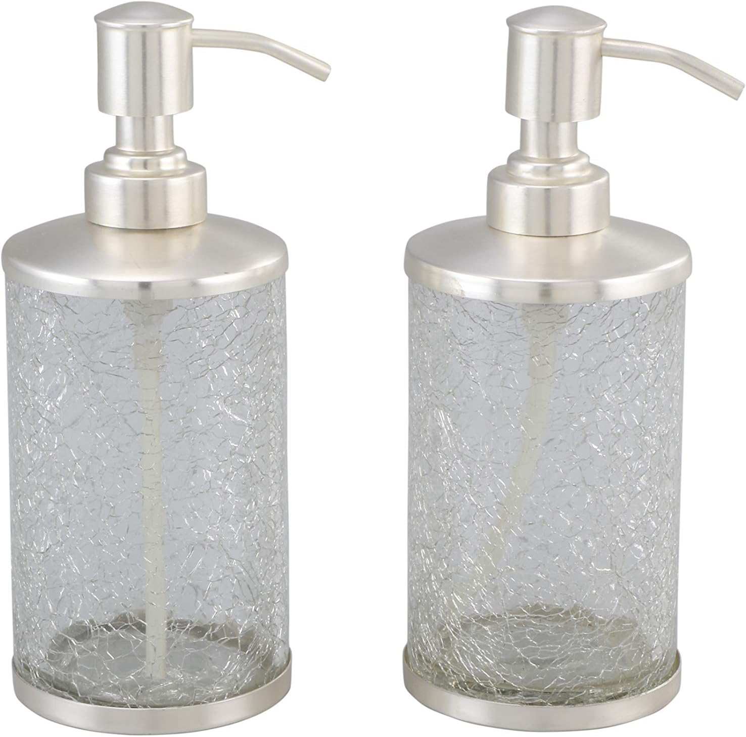 ARTISANS VILLAGE Straight Crackle Lotion Bottle - Liquid Hand Soap Dispenser, Refillable Lotion Pump for Bathroom, Kitchen Countertop - Set of 2: Home & Kitchen