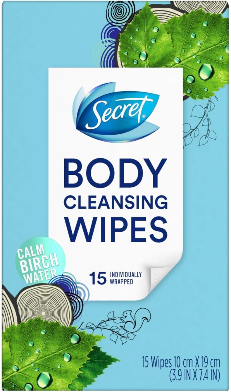 Secret Body Cleansing Wipes, Calm Birch Water Scent, 15 Ea, 15count