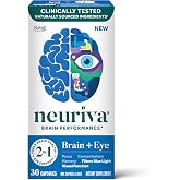 NEURIVA Brain + Eye Supplement - 30 Count Capsules | Memory and Focus, Lutemax, Zinc, Vitamin C, Vitamin E &amp; Vitamin A, Eye Health, Zeaxanthin, Filter Blue Light, Neurofactor