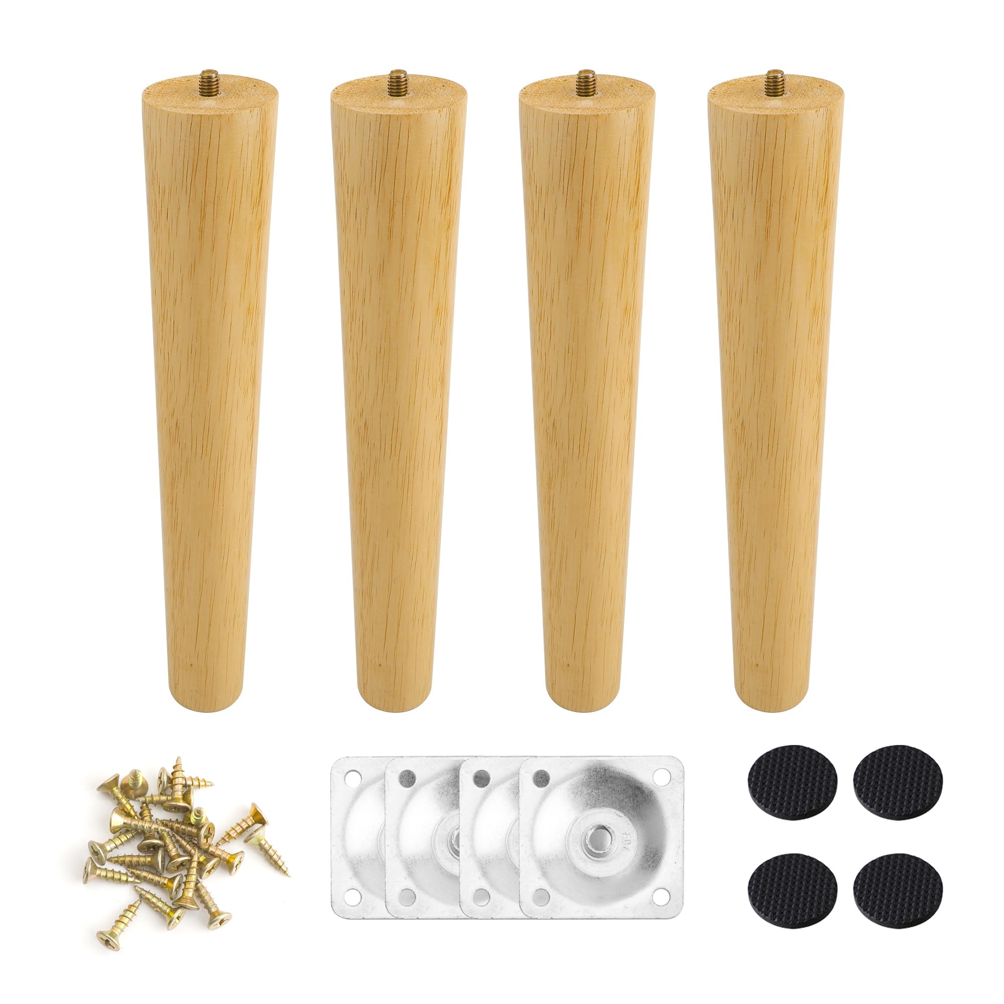 YKUKIZEE 4pcs 30cm Long Wood Furniture Legs Replacement, Round Tapered Sofa Legs, Wooden Table Legs for DIY Chairs Armchair Cabinet