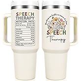 Qtencas Speech Therapy Gifts, Speech Language Pathologist Gift, SLP Gifts 40 Oz Stainless Steel Travel Tumbler, Therapist Appreciation Present for Women, Christmas Birthday Present for SLP