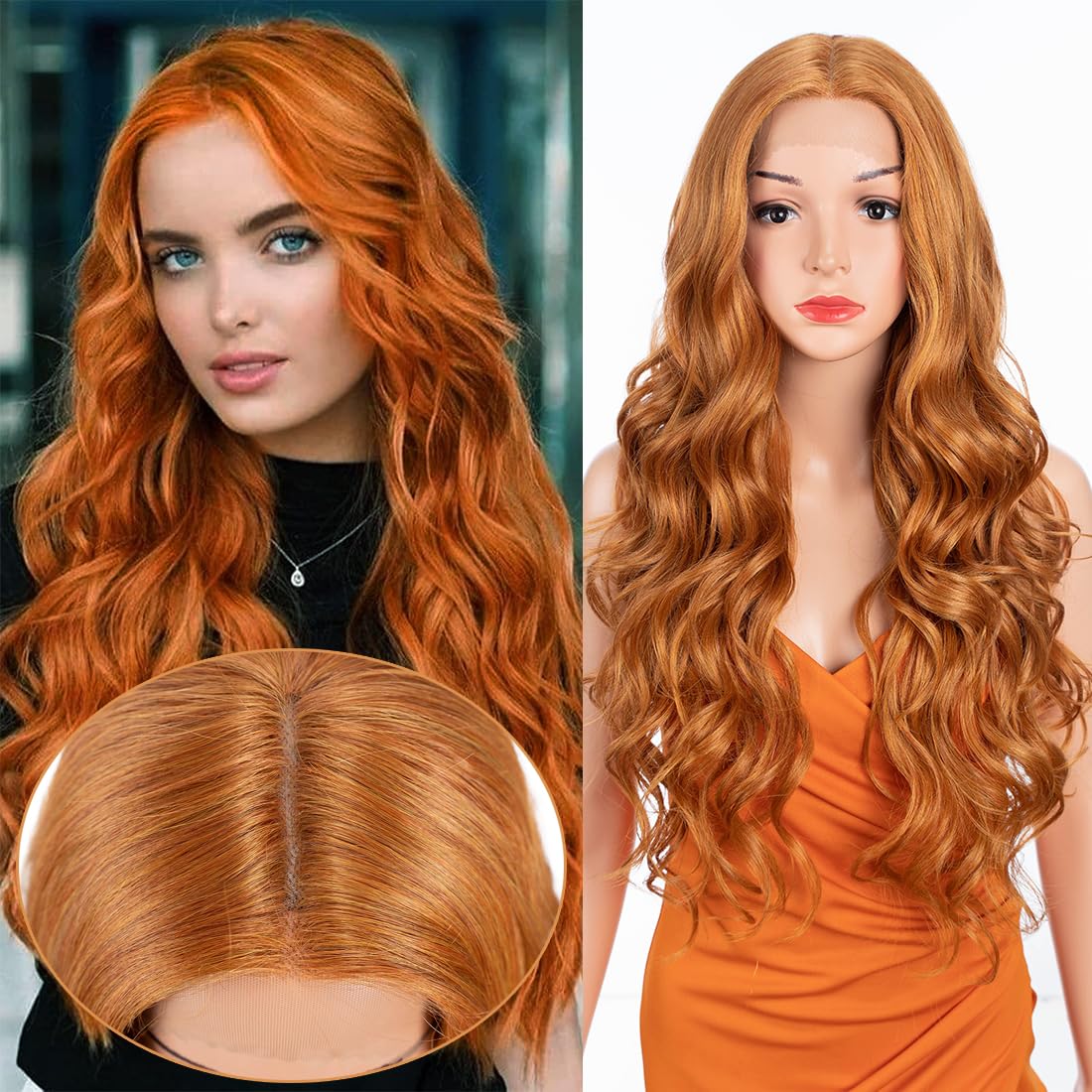 30 Inch Body Wave Long Wig 13X4.5X1 Synthetic Lace Front 180 Density Black Flax Brown Blonde Color Heat Resistant Fiber Hair Pre Plucked 114B