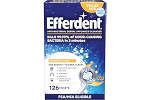 Efferdent Retainer Cleaning Tablets, Denture Cleaning Tablets for Dental Appliances, Overnight Whitening, 126 Count