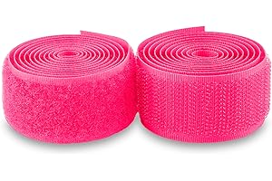 SHERIFFDRINK Neon Pink Hook and Loop Tape 1 inch Non-Adhesive Hook and Loop Pink Tape Sew On 1 Yard Length Fastener Nylon Fabric Ideal for Clothes Bags Shoes Craft DIY