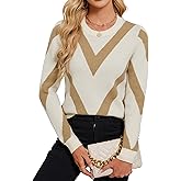 Libsorge Womens Dressy Casual Color Block Striped Sweater Fall 2025 Trendy Outfits Lightweight Ribbed Knit Pullover Top