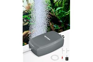 UPETTOOLS Electric Aquarium Air Pump 3W Powerful Fish Tank Air Pump with Stainess Steel Single Outlet Adjustable Oxygen Aerat