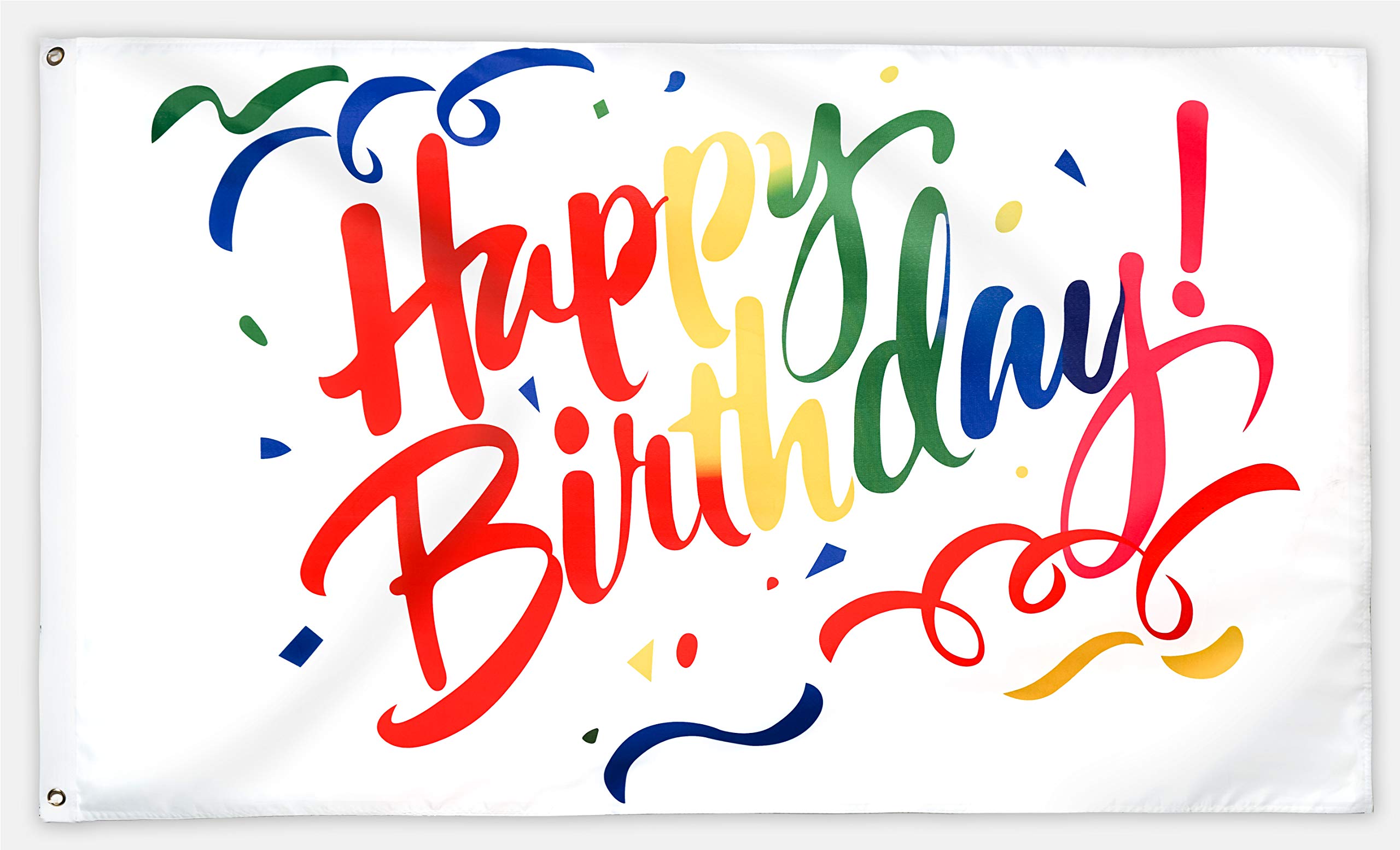 Photo 1 of XIFAN Premium Flag for Happy Birthday 3x5 Ft Heavyweight 2X Thick 100D Colorful Banner for Party Indoor Outdoor Decoration with Brass Grommets