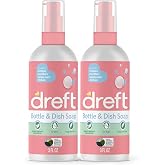 Dreft Bottle and Dish Soap | Made to Clean Baby Bottles, Sippy Cups, Pacifiers, Breast Pumps, &amp; More | Gently Removes Milk Film &amp; Odors | Plant Based, Fragrance Free Dish Soap | 3 Fl Oz (Pack of 2)