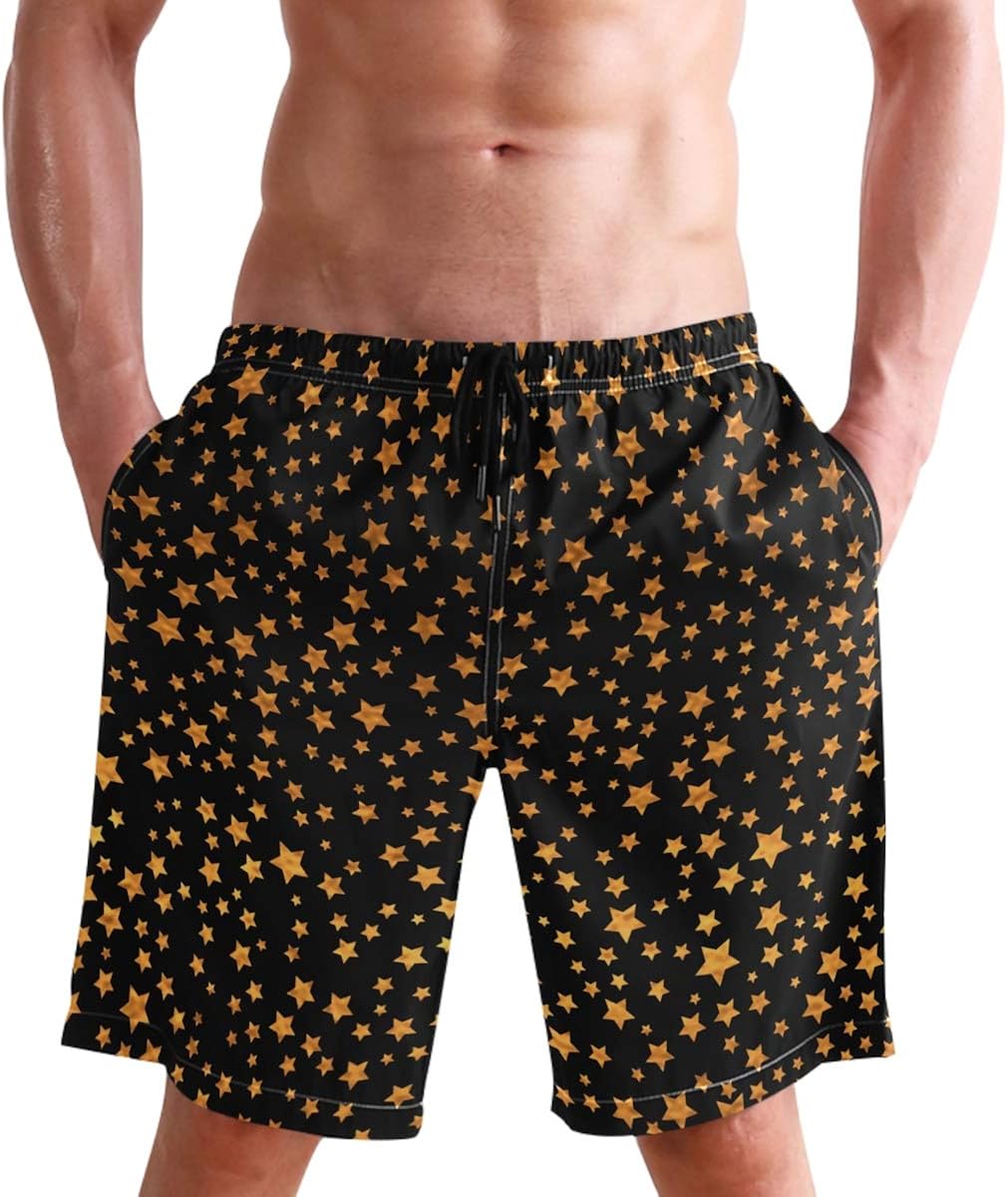 gold hibiscus print swim shorts