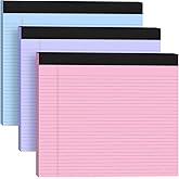 3 Pack Wide Legal Pads 11" x 9.5" (Landscape Format) Pink Purple Blue College Ruled Note Pad Narrow Ruled 30 Sheets per Notepad Perforated Writing Paper with Thick Backboard Horizontal Pads of Paper