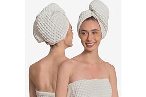 KOSMU Hair Towel | 100% Japanese Cotton Hair-Drying Waffle Hair Wrap Turban for Women, Ultra-Absorbent, Anti Frizz, Hair Dama