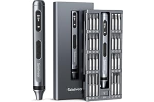 Soleilwear Mini Electric Screwdriver Set, 52 in 1 Precision Electric Screwdriver Cordless with 48 Magnetic Bits, Repair Tool Kit with Tweezers and Pry Bar