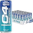 C4 Smart Energy Drink - Sugar Free Performance Fuel & Nootropic Brain Booster, Coffee Substitute or Alternative | Blue Raspberry 12 Oz - 24 Pack