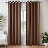 Joydeco Blackout Curtains 72 Inch Set Thermal Insulated 2 Panels Brown
