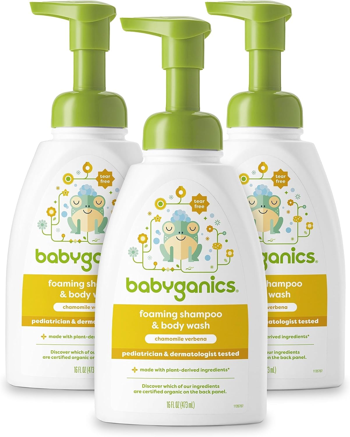 Photo 1 of BabyGanics Baby Shampoo + Body Wash Pump Bottle, Chamomile Verbena, 16oz, 3 Pack