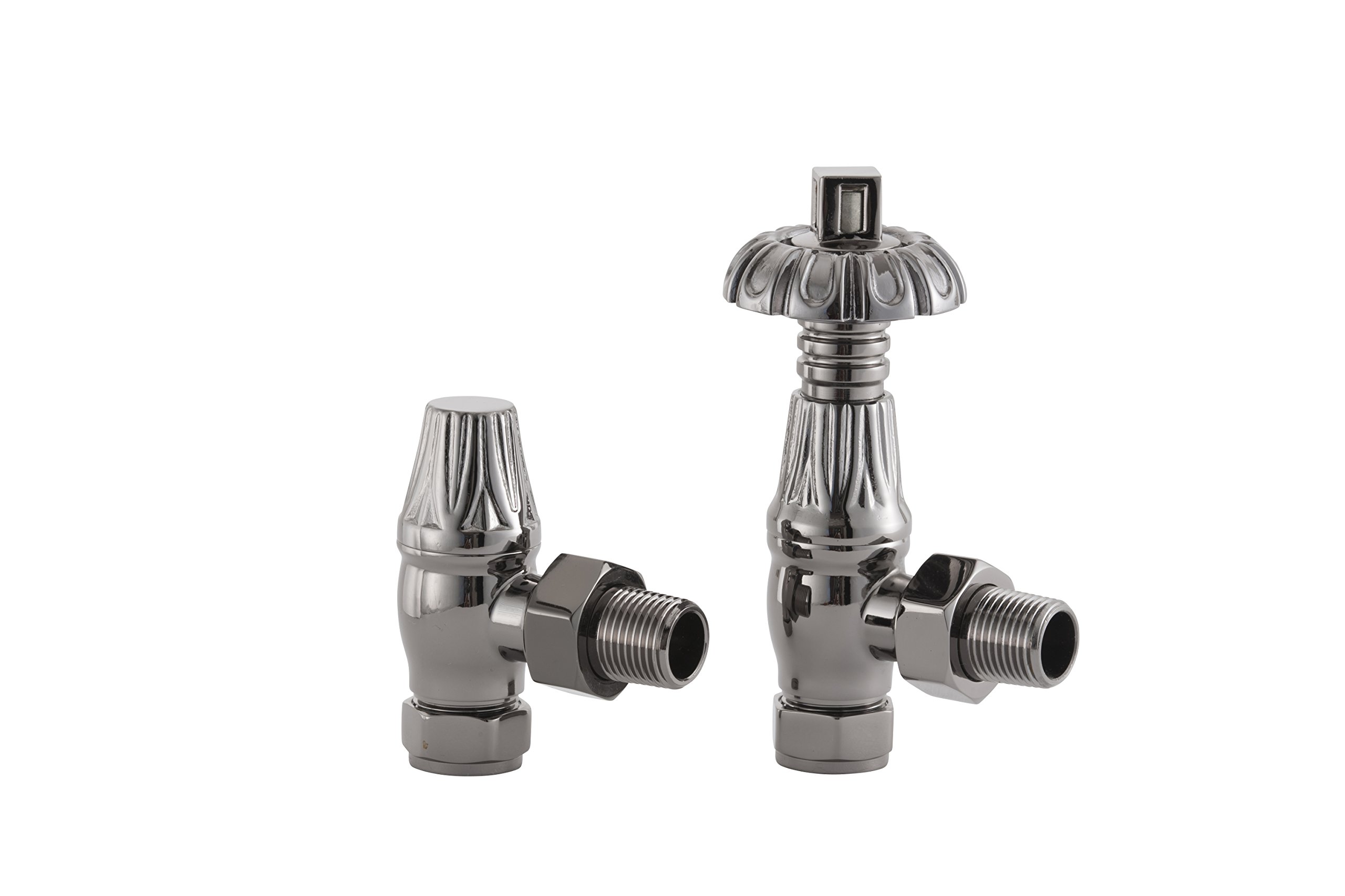 UK-18 BN Arroll traditional thermoststic radiator valve & locksheild finished in Black nickel and Ornate wheel Head