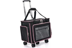 Amythe 2025 Rolling Teacher Tote Bag with 17.3" Laptop Compartment