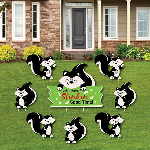 Amazon Com Little Stinker Yard Sign And Outdoor Lawn Decorations Woodland Skunk Baby Shower Or Birthday Party Yard Signs Set Of 8 Garden Outdoor