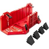 HAUTMEC 14 Inch Clamping Miter Box with Adjustable Jaw &amp; 4 Anti-Slip Clamps, Heavy Duty ABS Mitre Saw Box with 22.5&deg;, 45&deg;, 90&deg; Cutting Angles for Woodworking, Trim, Frames, DIY Projects &ndash; HTHDM25036